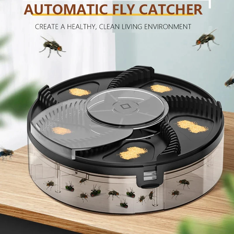 Automatic Rotation Flies Traps Electric Flycatcher Killing Machine Charing Household Kitchens Restaurants Bait Removable Trap