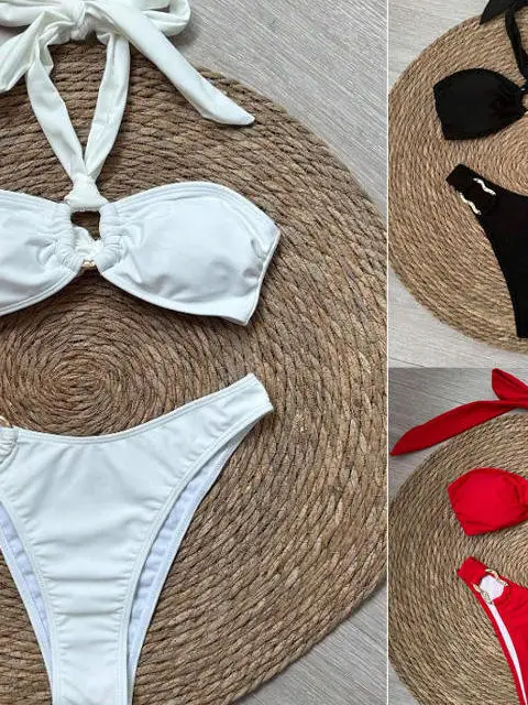 

Новинка 2026: Сексуальный женский комплект бикини с низкой талией, модный белый бикини на завязках. Идеально для спорта, йоги, фитнеса, а также для пар.