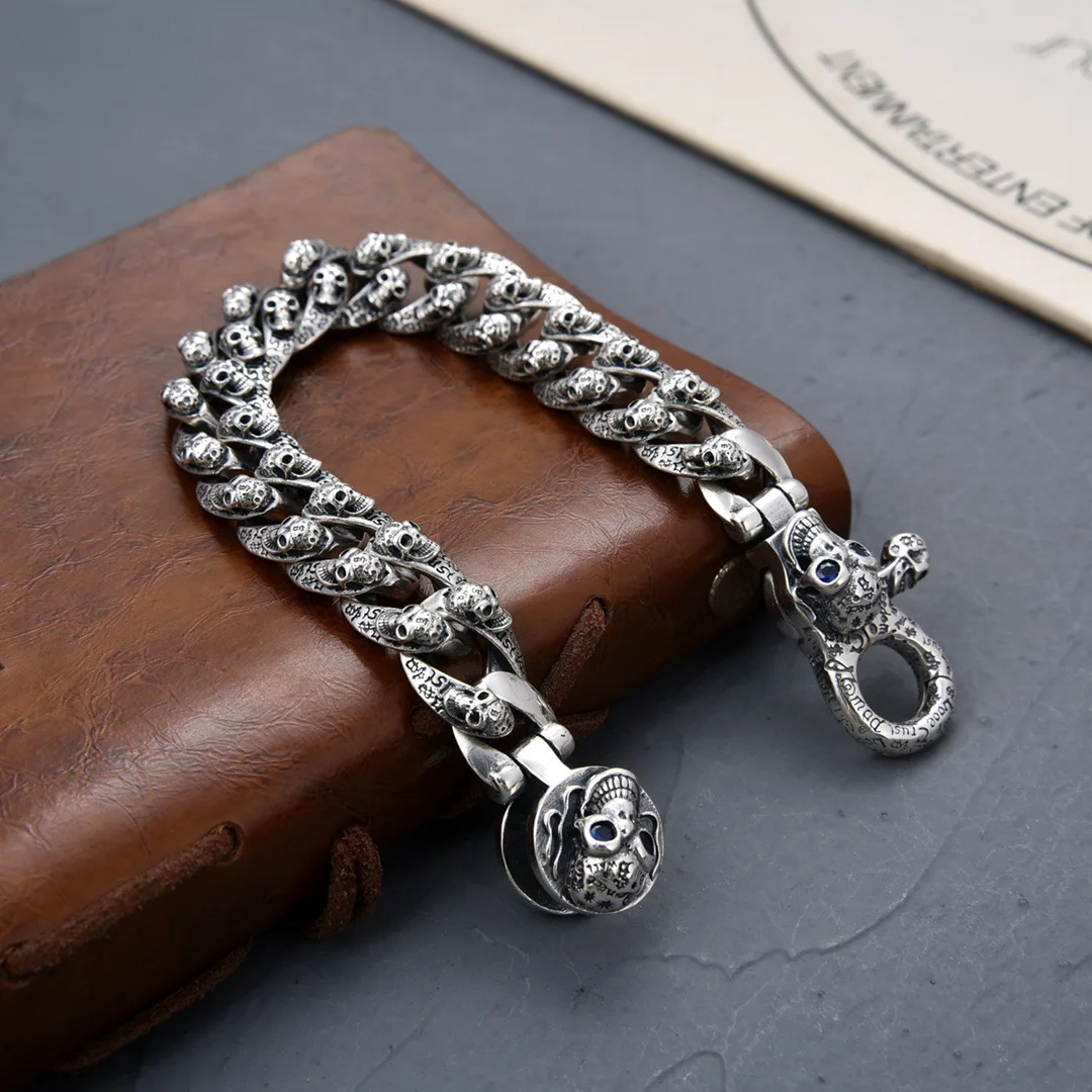 HX New Arrival Graffiti Bracelet Trendy Men's Personalized Retro Skull Bracelet Dark Hip Hop Boyfriend Gift Aesthetic Bracelets