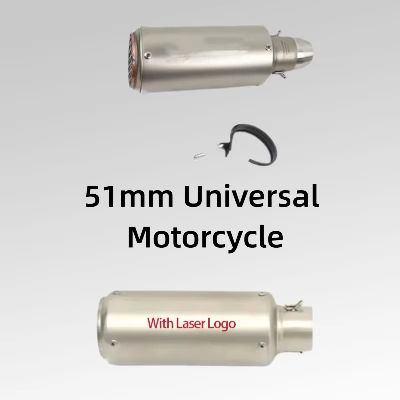 Universal 51mm Motorcycle Exhaust Muffler  Diameter Stainless Steel Cannon style Straight through Exhaust Tip