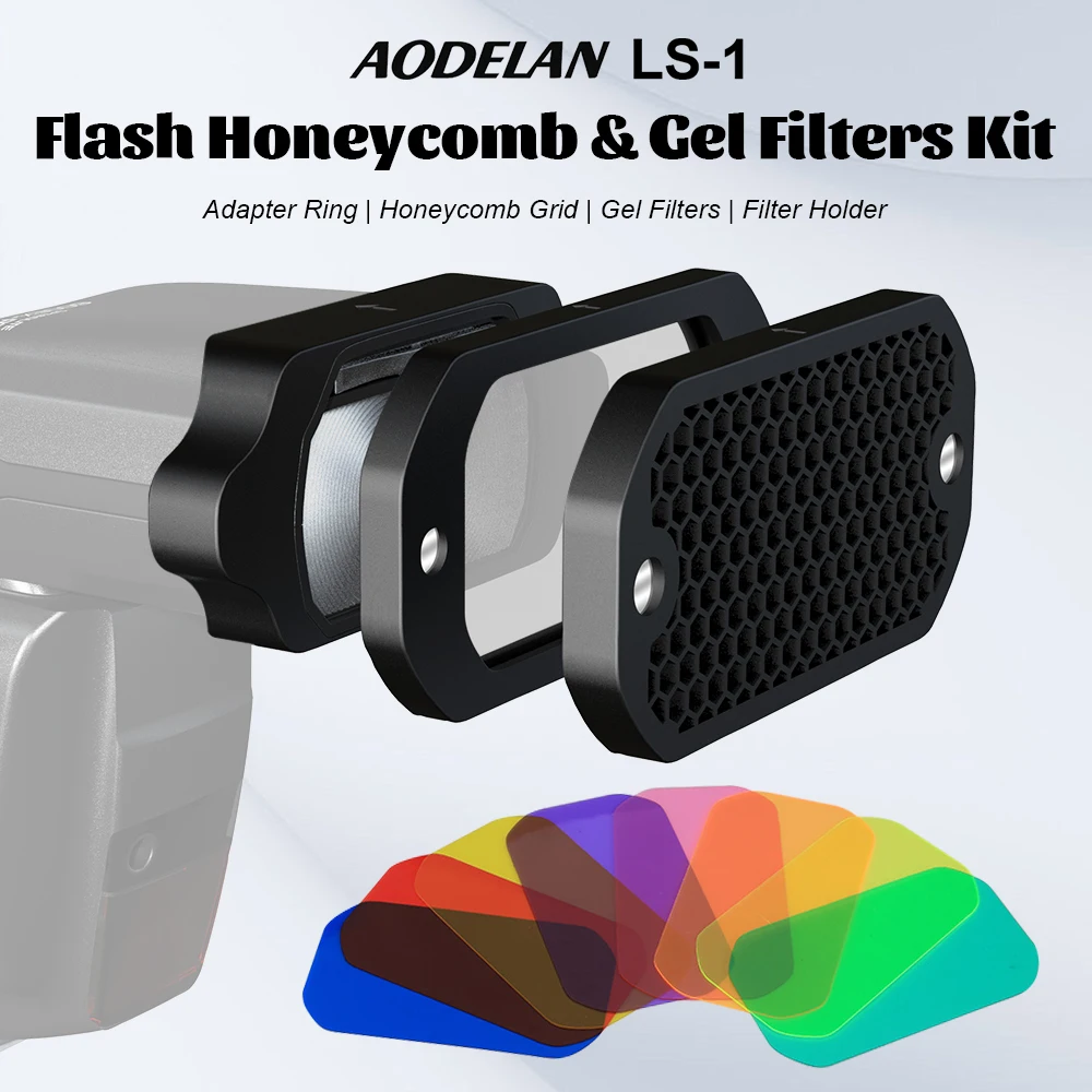 Kit de rejilla de panal de abeja magnética de silicona para flash, 9 filtros de gel, accesorios para flash como MagMod para Canon, Nikon, Sony, Godox