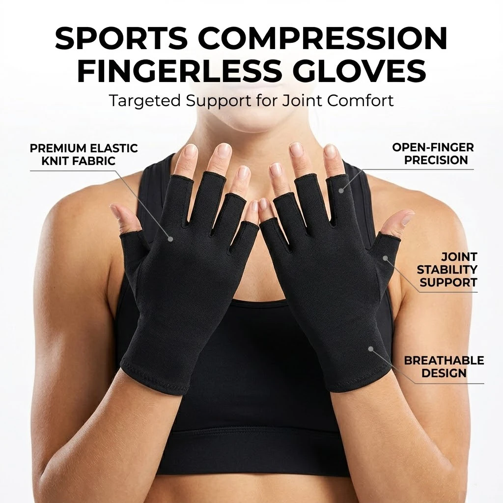 Relieve Hand Discomfort with a Pair of Fingerless Compression Gloves, Suitable for Both Men and Women