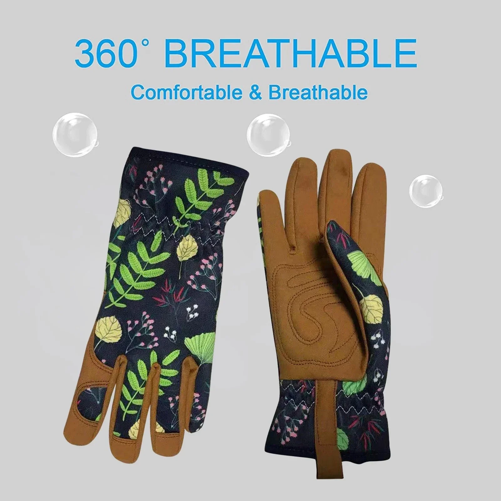 Outdoor Yard Daily Work Womens Floral Gardening Gloves With Breathable