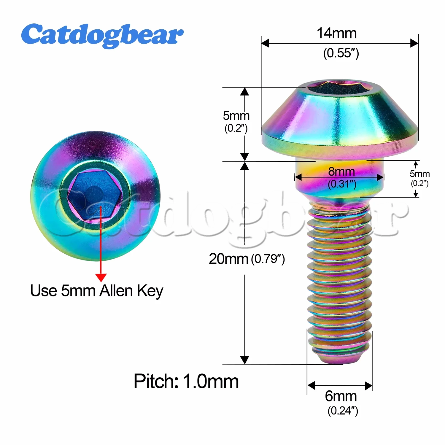 Catdogbear 4 pezzi bulloni in titanio freni M6x20 25mm testa chiave a brugola con sfera conica per moto Yamaha