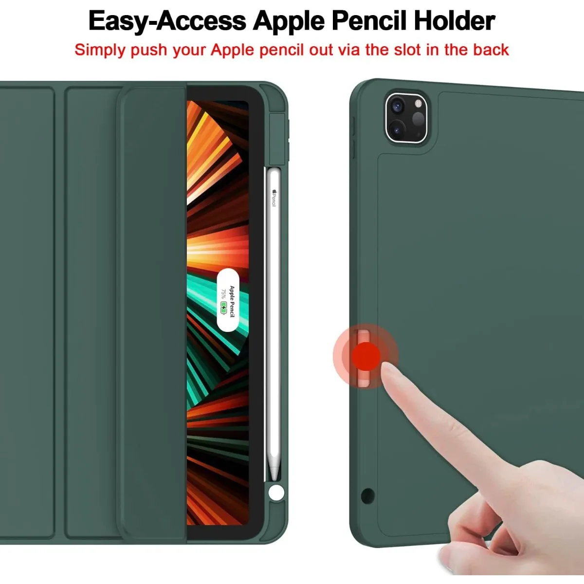 

Новый чехол для iPad Pro 12,9 дюймов 2022/2021/2020 (6/5/4-го поколения) с держателем для карандашей, смарт-чехол Wake/Sleep] с карандашом для автоматического 2-го поколения