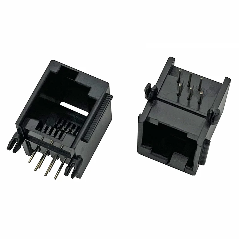 

20PCS RJ12 Connector 6P6C Left Buckle Socket With Ear RJ25 Telephone Modular Jack 5523 Female DIP