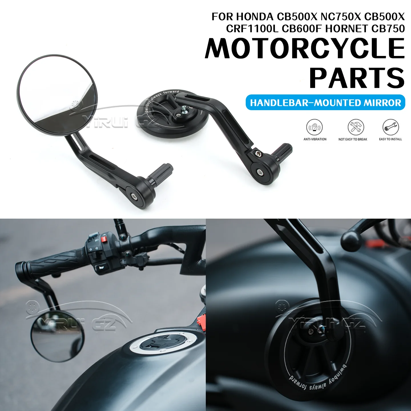 

Motorcycle Rearview Handlebar Rearview Mirror Retro Handlebar Side Mirror FOR CB500X NC750X CRF 1100L CB600F Hornet CB750 Hornet