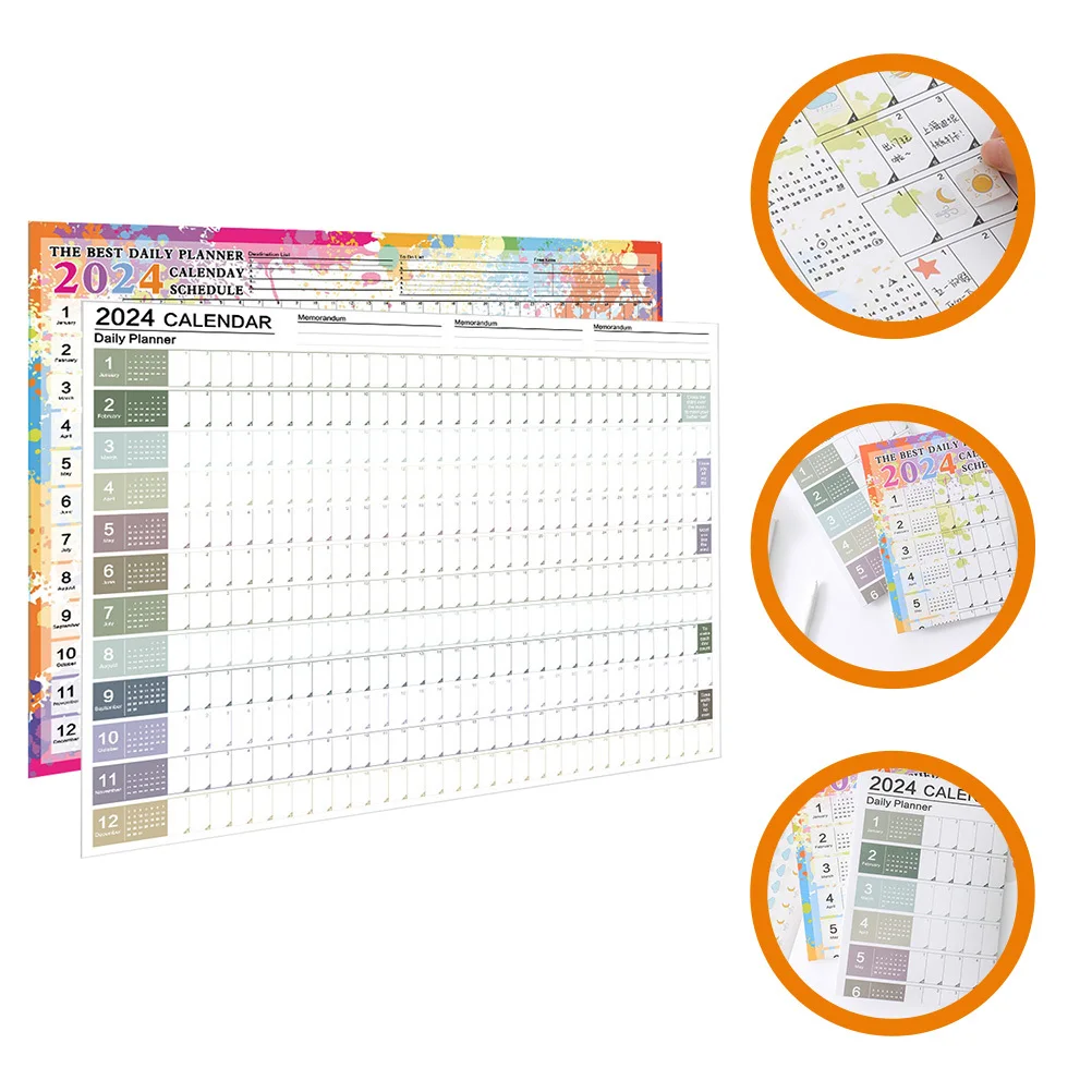 

2pcs Creative Wall Calendar 2023 Yearly Schedule Planner Monthly Decorative Calendar For Home Office Student Teacher Tool