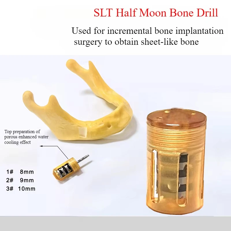 

SLT Dental Implant Crescent Bone Trephine Drill 8/9/10mm Bone Plate Harvester for Oral Surgery GBR Tool Bone Grafting Trephine