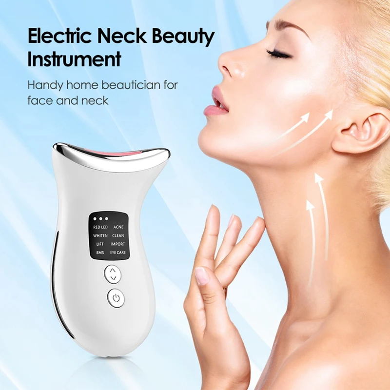 Neck Beauty Instrument Plastic Electric Microcurrent Wrinkle Remover 7 Colors LED Photon Face Beauty Device