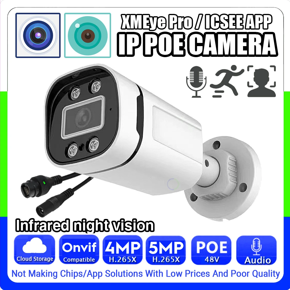 camera de visao noturna infravermelha ao ar livre audio ip poe microfone digital impermeavel onvif ai face deteccao de movimento xmeye 5mp 4mp h265 hd 01