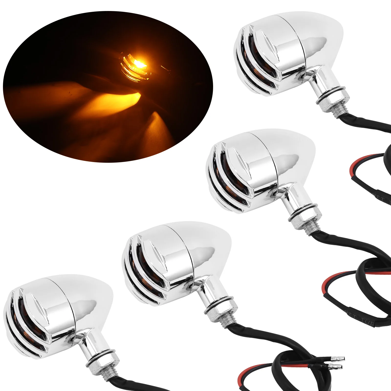 

For most motorcycles Voltage: 12V DC Motorcycle LED Turn Signal Lights Unique Retro Styling