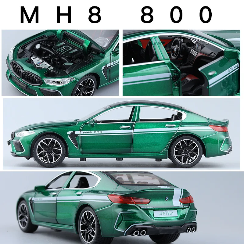 1:24 BMW M8 MH8 800 MANHART Alloy Car Model Diecast Metal Toy Vehicles Car Model Sound and Light High Simulation Kids Gift