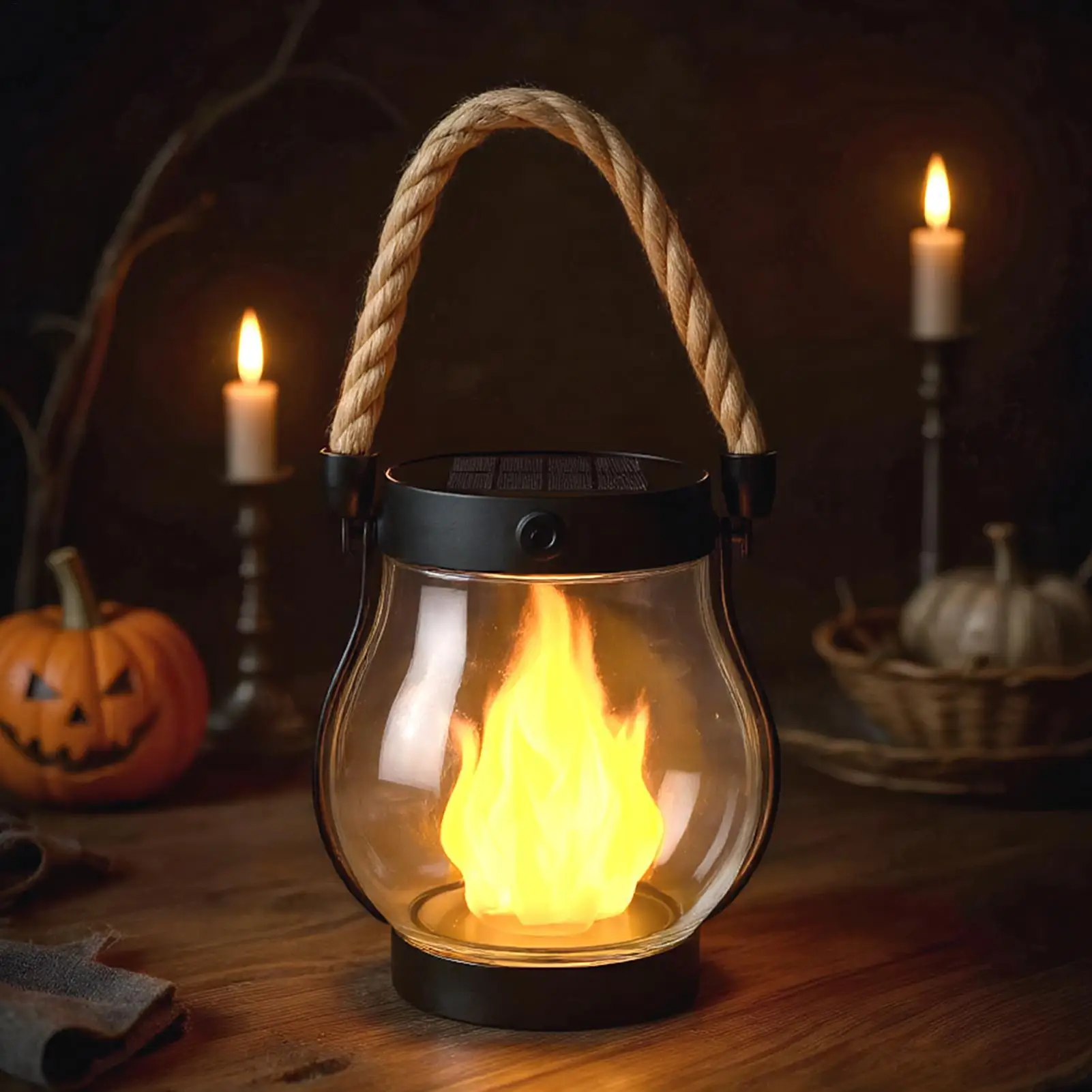 Outdoor Solar Lanterns Solar Lanterns for Outside Waterproof Flickering Flame Design USB Charging Ornament for Tree Branches