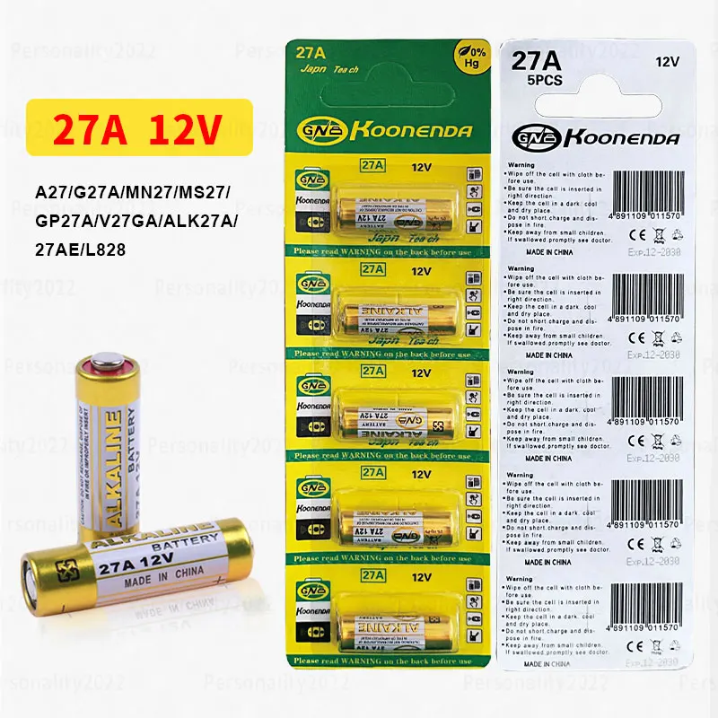 5pcs-50pcs 27A Battery 12V L828 50mAh Alkaline Batteries MN27 MS27 GP27A A27 V27GA ALK27A VR27 for Doorbell Remote Controller