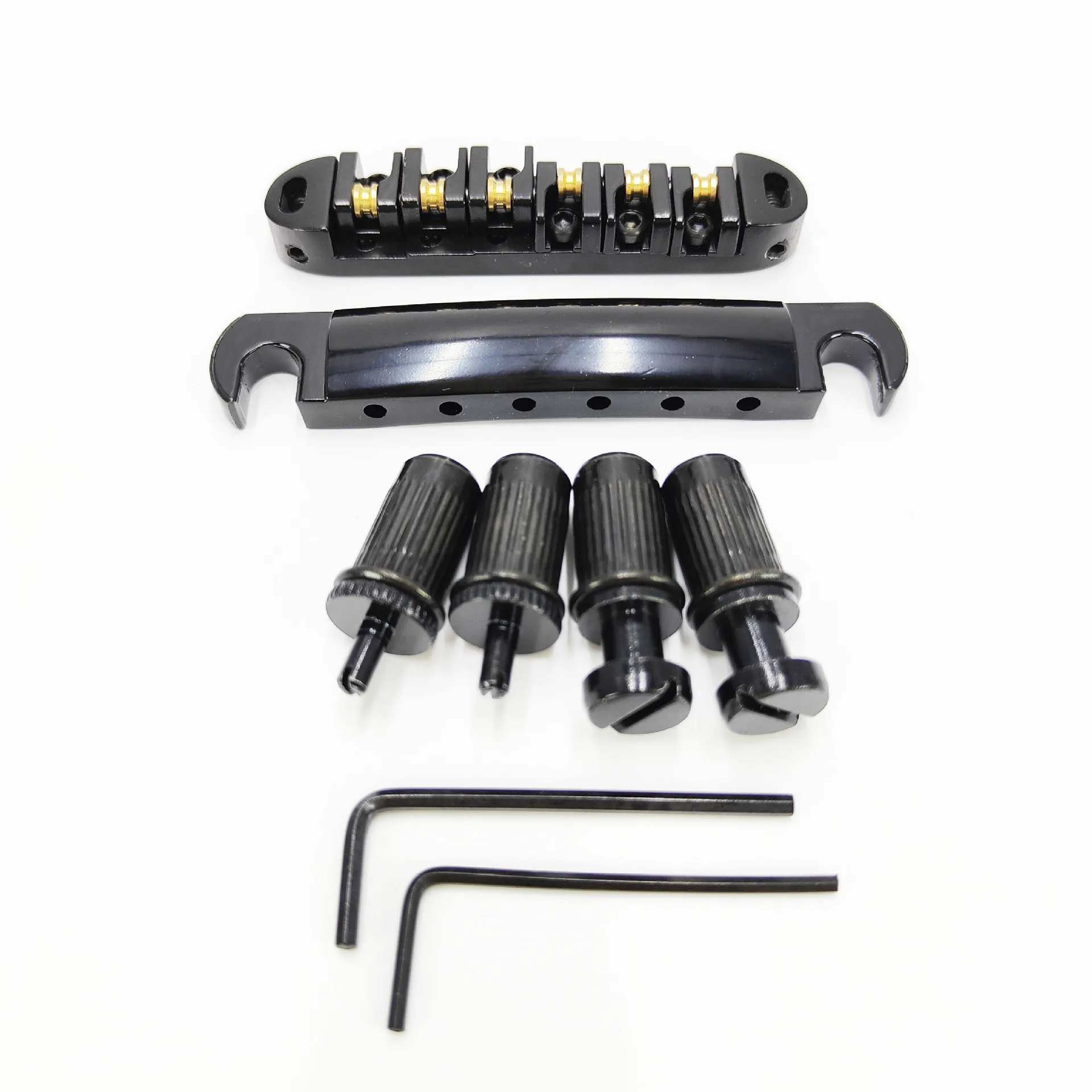 6-String Guitar Roller Bridge & Tailpiece Kit Staggered Tune-O-Matic Bridge with Stop Bar Tailpiece for LP Electric Guitar Parts