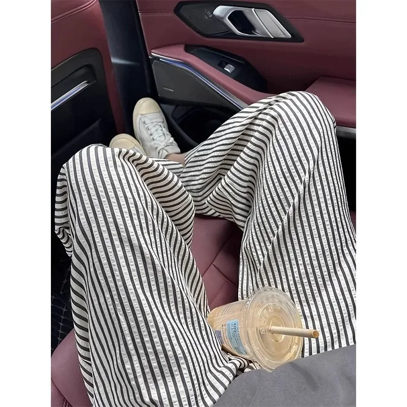 Sleeping Pants Women Trousers Striped Summer High-Quality Plus-Size Student Straight-Leg Pants Sexy Fashion Pajama Pants