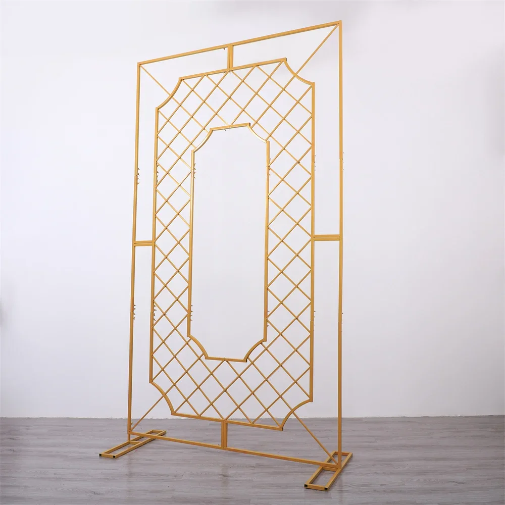 Luxury Style Wedding Backdrop Stand Customized Grid Square Arch for Party Baby Shower Decorations Artificial Flower Stand