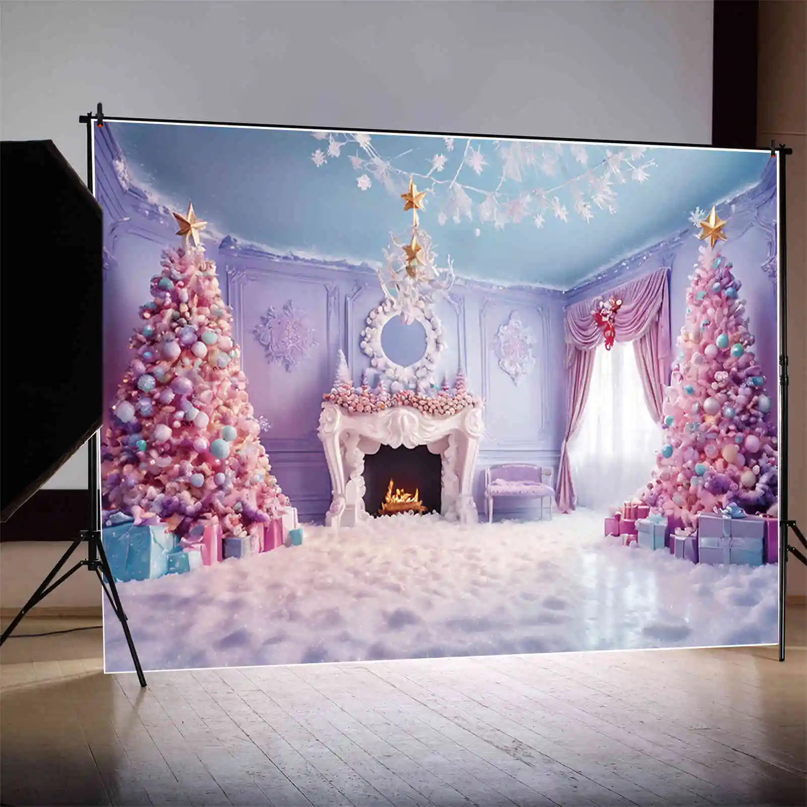 MOON.QG latar belakang pohon Natal dalam ruangan Natal hiasan putri ruang tamu latar belakang gadis perlengkapan fotografi pesta