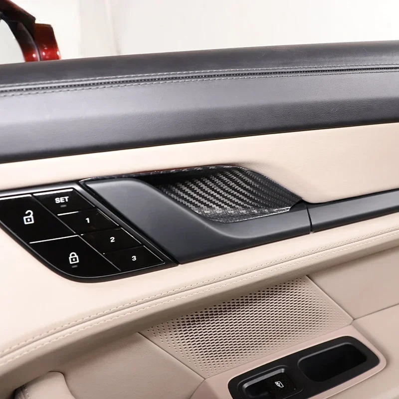 

Real Carbon Fiber Car Door Inner Handle Door Bowl Frame Cover Trim Interior Car Accessories For Porsche Taycan 2019-2025