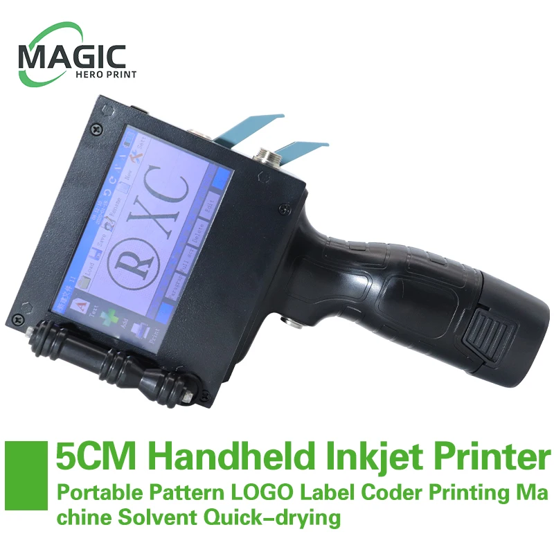 

5cm Large Character Handheld Inkjet Printer Portable Pattern LOGO Label Coder Printing Machine Solvent Quick-drying Ink Cartrdge
