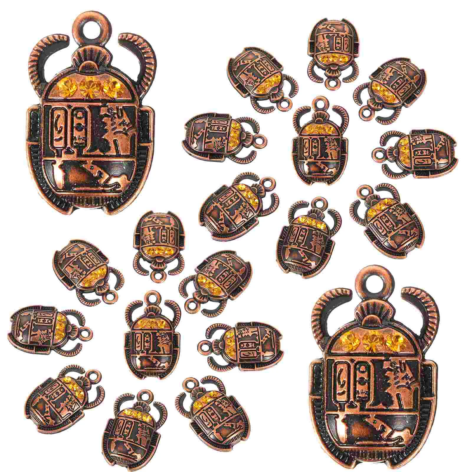 

20 Pcs Scarab Pendant DIY Material Beetle Charms Egyptian Keychain Jewelry Alloy Metal