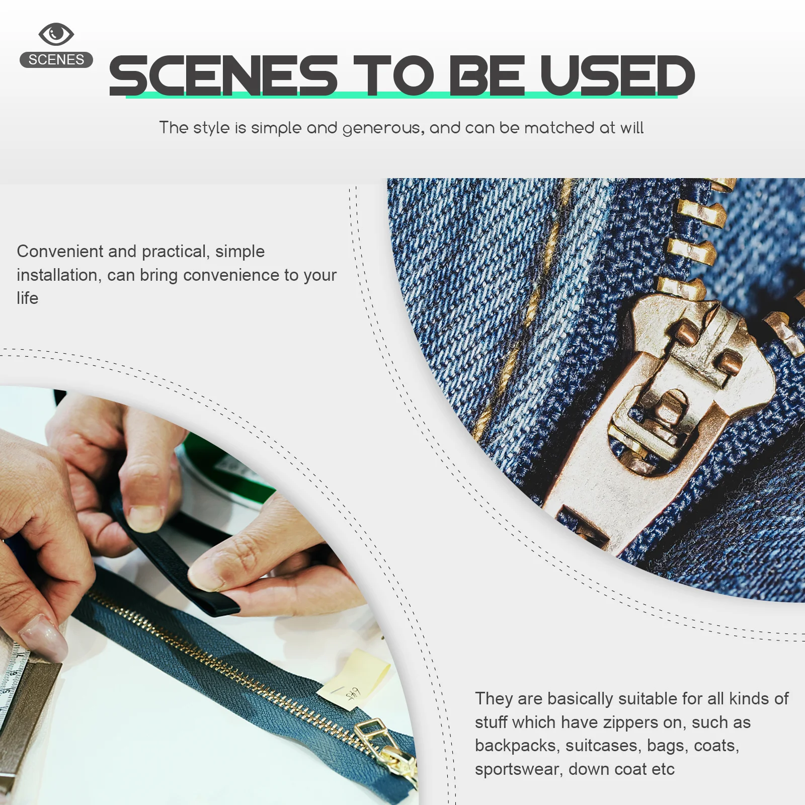 

50Pcs Zipper Pull Ropes Simple Durable Replacement for Backpack Luggage Coat DIY Zipper Pull Tabs Multipurpose Sewing