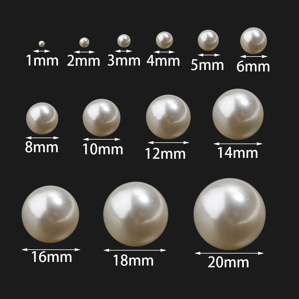 10-1000Pcs 1-20mm Acrylic Beads Without Hole Round Bead ABS Imitation Pearl Beads For DIY Jewelry Making  Bracelet Accessory
