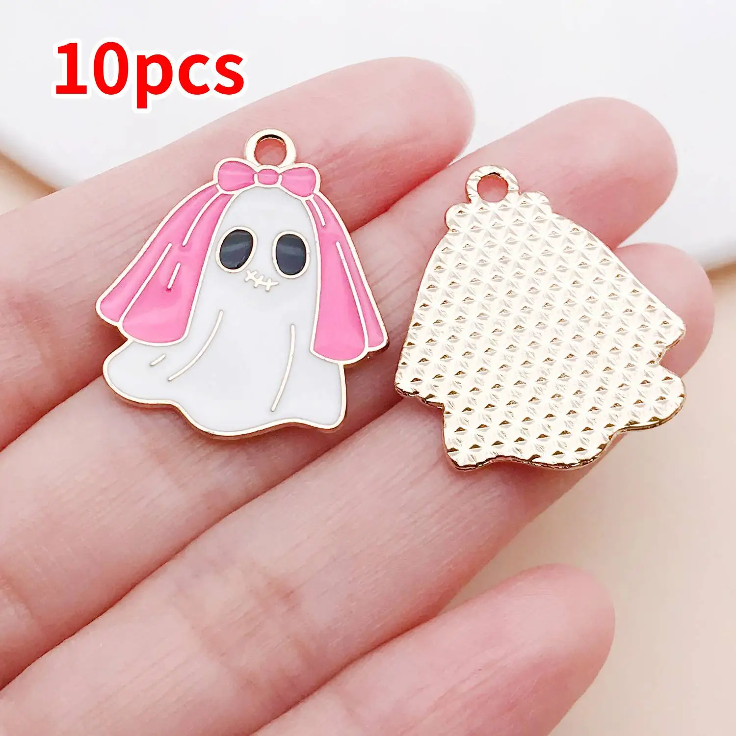 10pcs Creative Cute Ghost Enamel Charms for DIY Jewelry