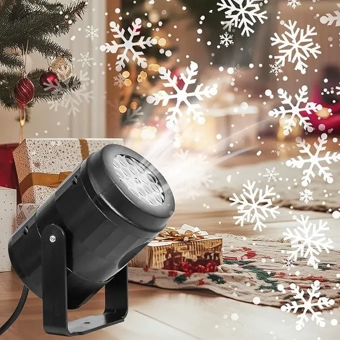 New Year Snowflake Outdoor Projection Light Pattern Rotating Decoration Atmosphere Christmas Holiday Stage Light
