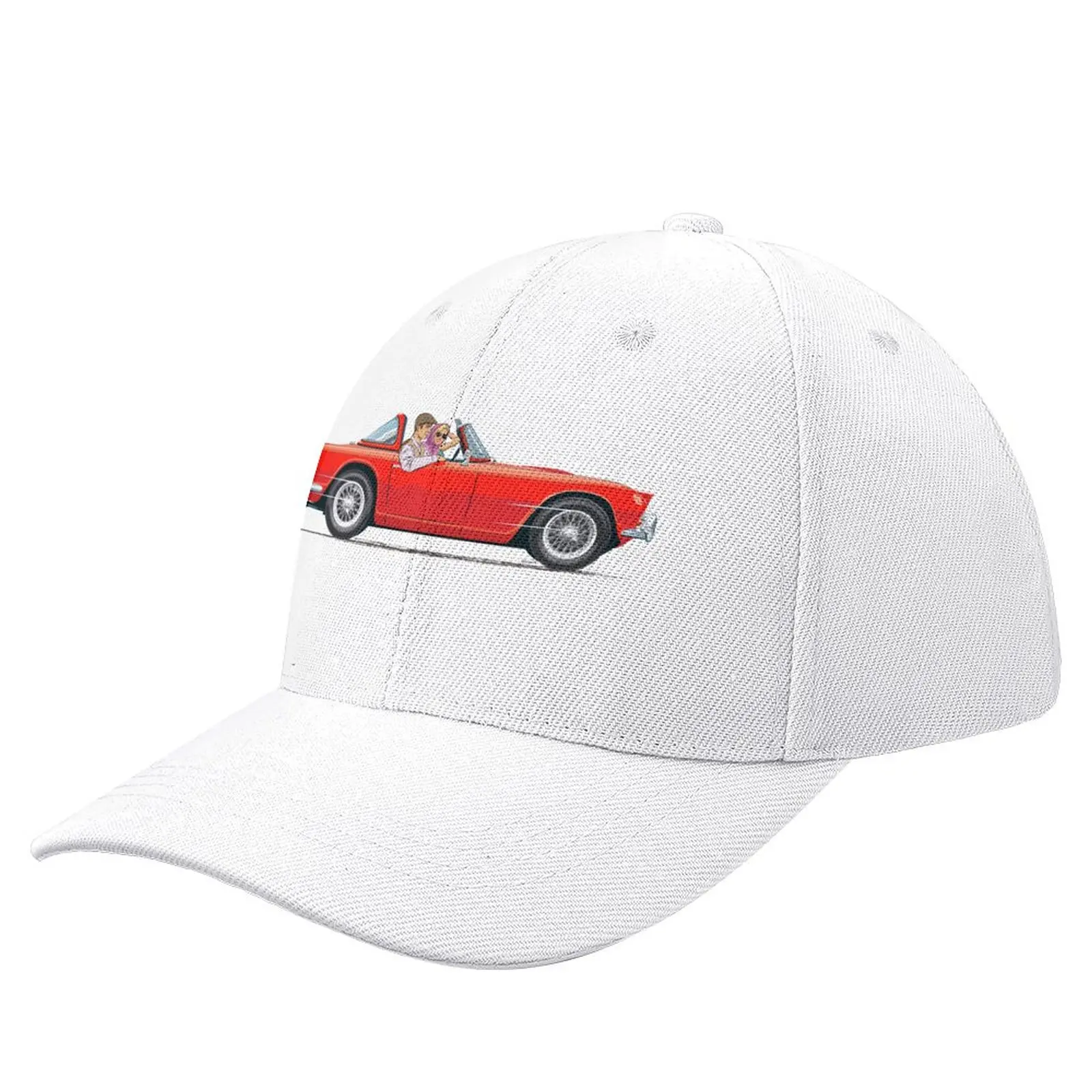 Signal Red TR4 with optional wire wheels and Surrey Top Baseball Cap Visor Women's Beach Men's