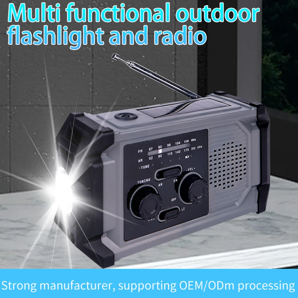 Hand Crank Emergency Radio Solar Powered Radio with LED Flashlight SOS Alarm Portable Radio for Indoor Outdoor Emergencies