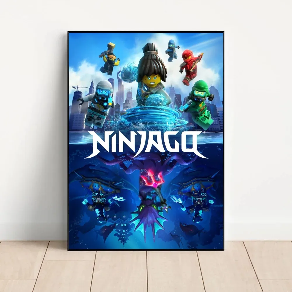 Cool L-LEGOs Cartoon N-Ninjago Poster Fancy Wall Sticker for Living Room Bar Vintage Decorative Painting Middle