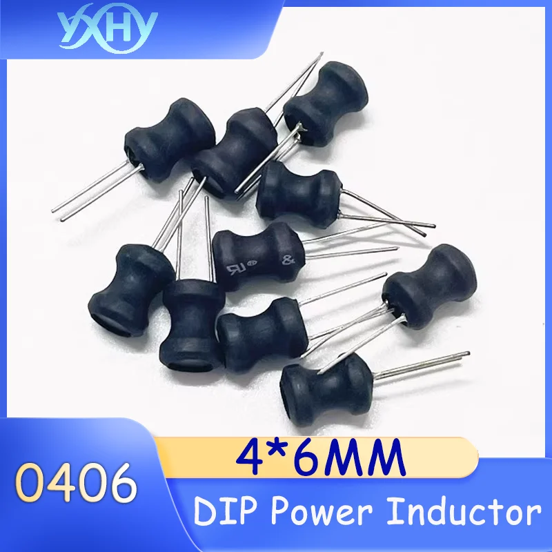 

10pcs 0406 DIP Power Inductor 4*6MM 220UH/330UH/470UH/1MH/2.2MH/3.3MH/10MH
