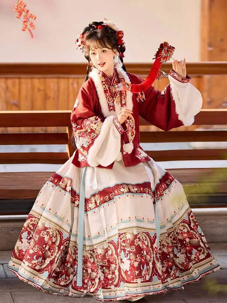 

Зимнее платье Ханьфу для женщин, китайский винтажный утепленный костюм Ханьфу, женский карнавальный костюм для косплея, древний вышитый и расписанный костюм Ханьфу