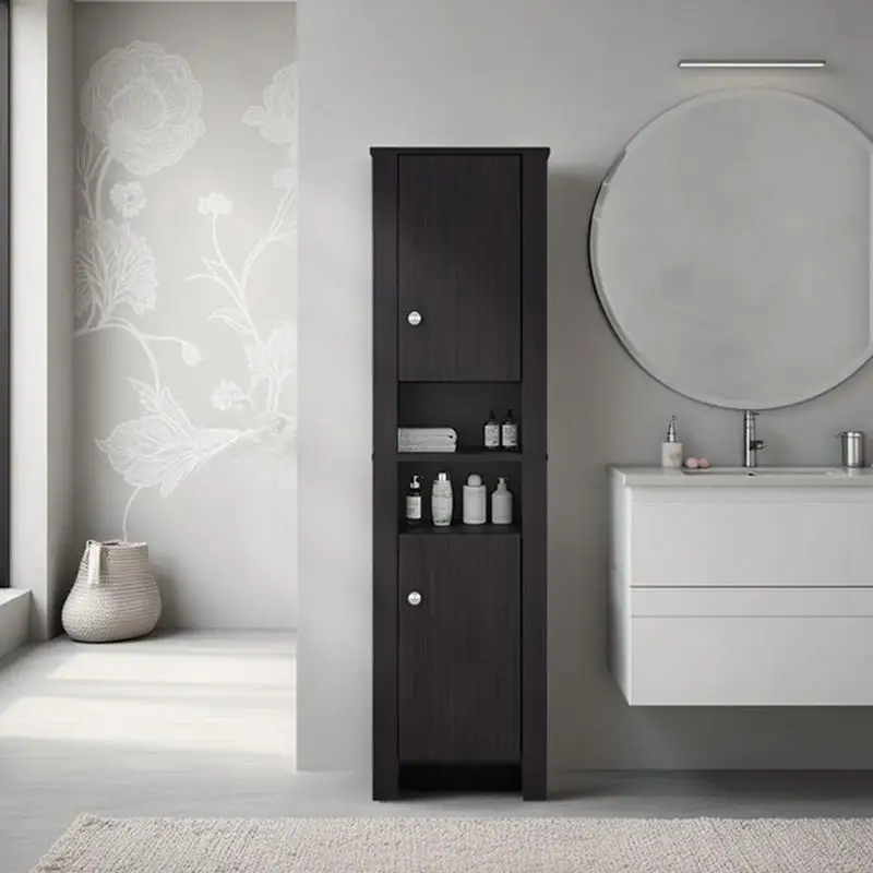 خزانة كاتالينا الأنيقة الطويلة - منظم الحمام مع مقصورات مغلقة ومناطق الاستخدام اليومي - لمسة نهائية ينجي #1