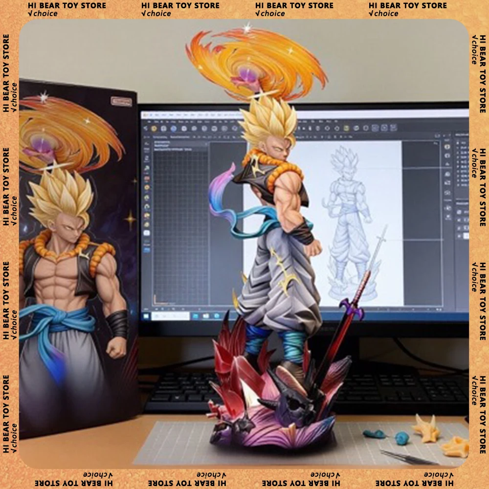 

47cm Jt Dragon Ball Figure Clouds Rising Gogeta Figures Super Saiyan 3 Gogeta Figurine Statue Pvc Anime Model Ornament Doll Gift
