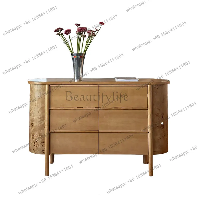 

Medieval style log color, tree tumor, rounded corner, six-bucket cabinet, wabi-sabi retro wooden storage cabinet