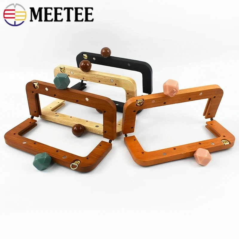 1Pc 20*8cm Wood Bag Handle Purse Frame Resin Head Handles Wallet Closure Brackets Kiss Clasp DIY Bags Accessories for Handbags