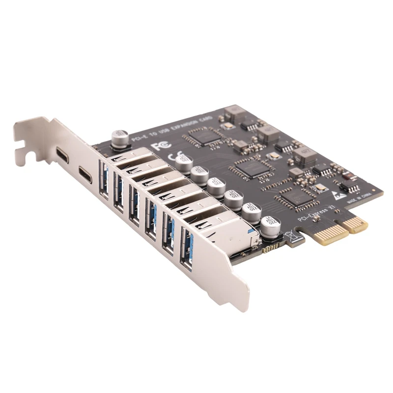 SSU Pcie To USB 3.2 Gen 2 Card 8-Port (6X Type-A +2X Type-C) Converter PCIE Splitter VIA+NEC Chip For Desktop Computer