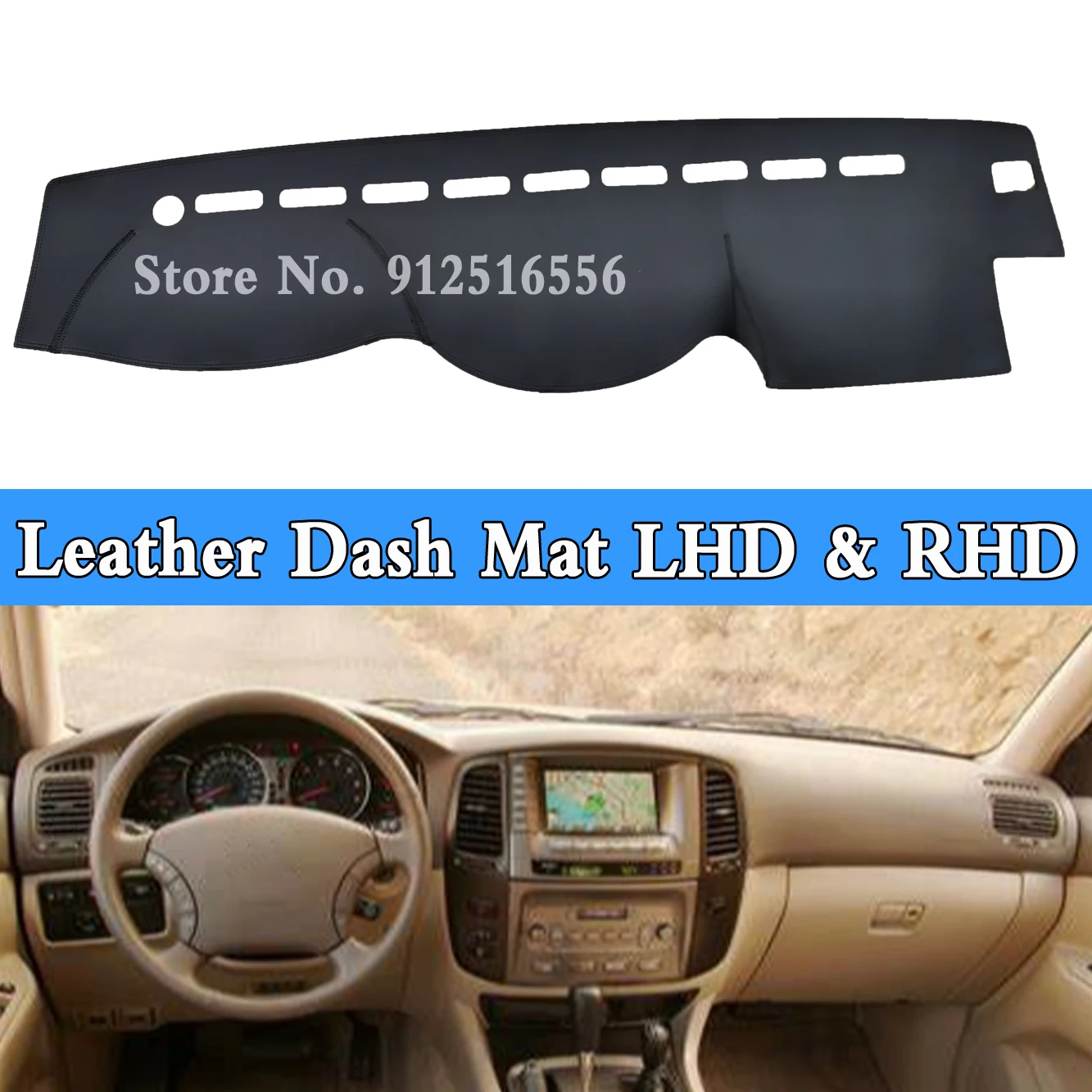 Car Accessories Leather Dashmat Dash Mat Pad Dashboard Cover Shade For LX LX470 J100 1998-2007 For Toyota Land Cruiser GXL 100