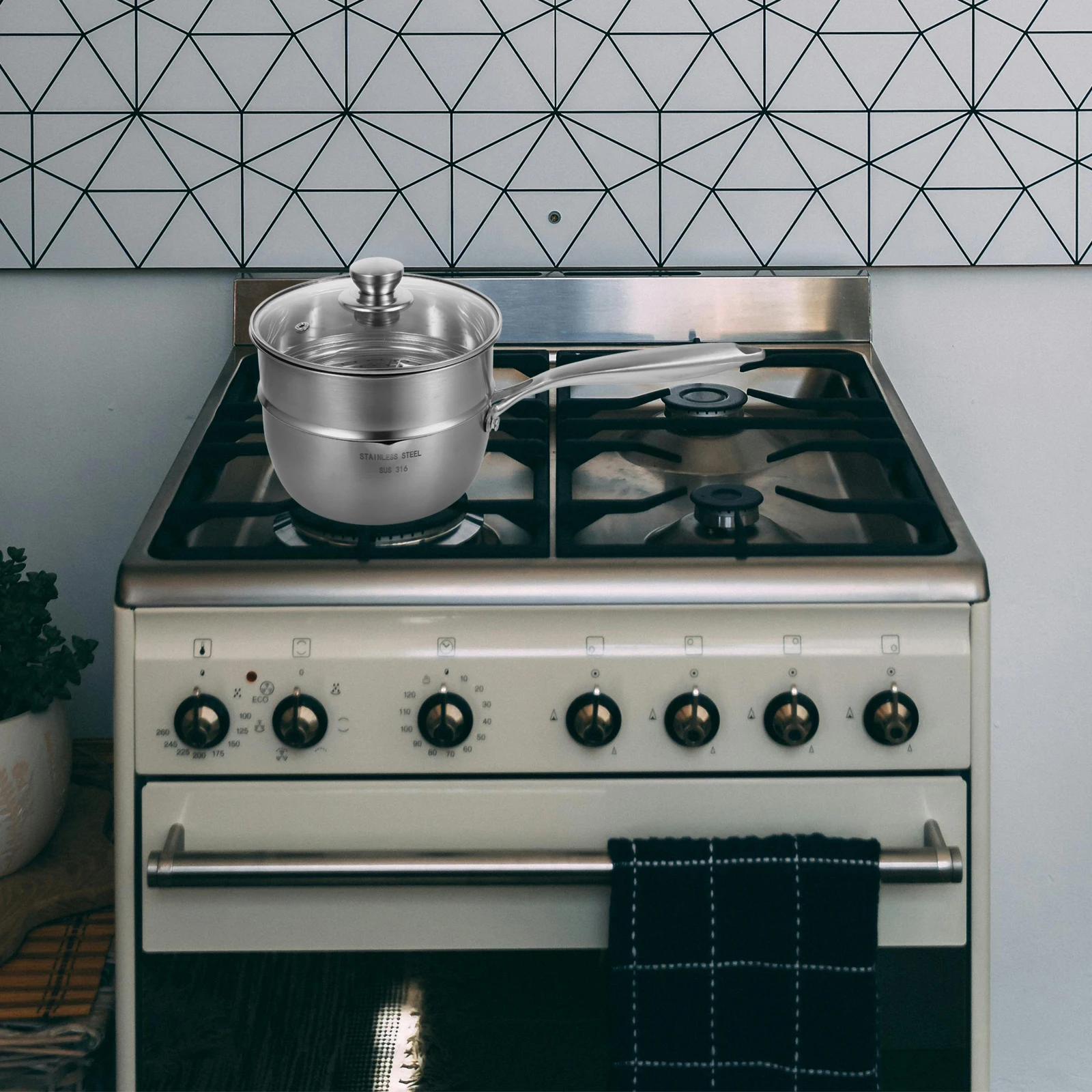 

1Set Nonstick Saucepan Stainless Steel Small Pot Smooth Handle Long Lasting Efficient Cooking Soups Stews Porridge Rice