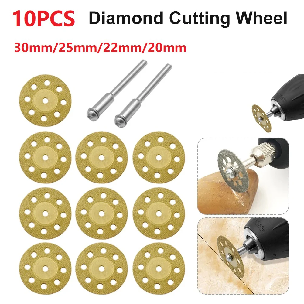 Imagem -04 - Roda de Corte de Diamante Saw Blade Cortar Disco Vidro Cerâmico Conexão Shank para Broca Rotary Tool 20 mm 22 mm 25 mm 30 mm 10 Pcs