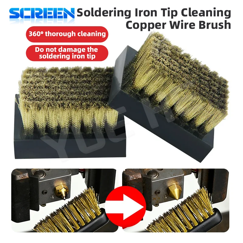 Kaisi T26D Copper Brush for Soldering Iron Tip Cleaner  Station Cleaner Solder Pad Removal Brush 3D Printer Extruder Cleaner Too