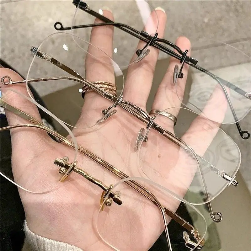 Exquisite Borderless Abstinence Glasses Fashionable Anti Blue Light Korean Version Internet Famous High-end Gold Wire Glasses