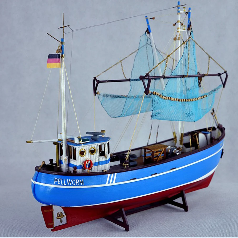 

1/48 Model Boat PELLWORM Fishing Boat Wooden Kit DIY Assembled Sailboat Decoration Kit Model Toy Boy Gift Collection