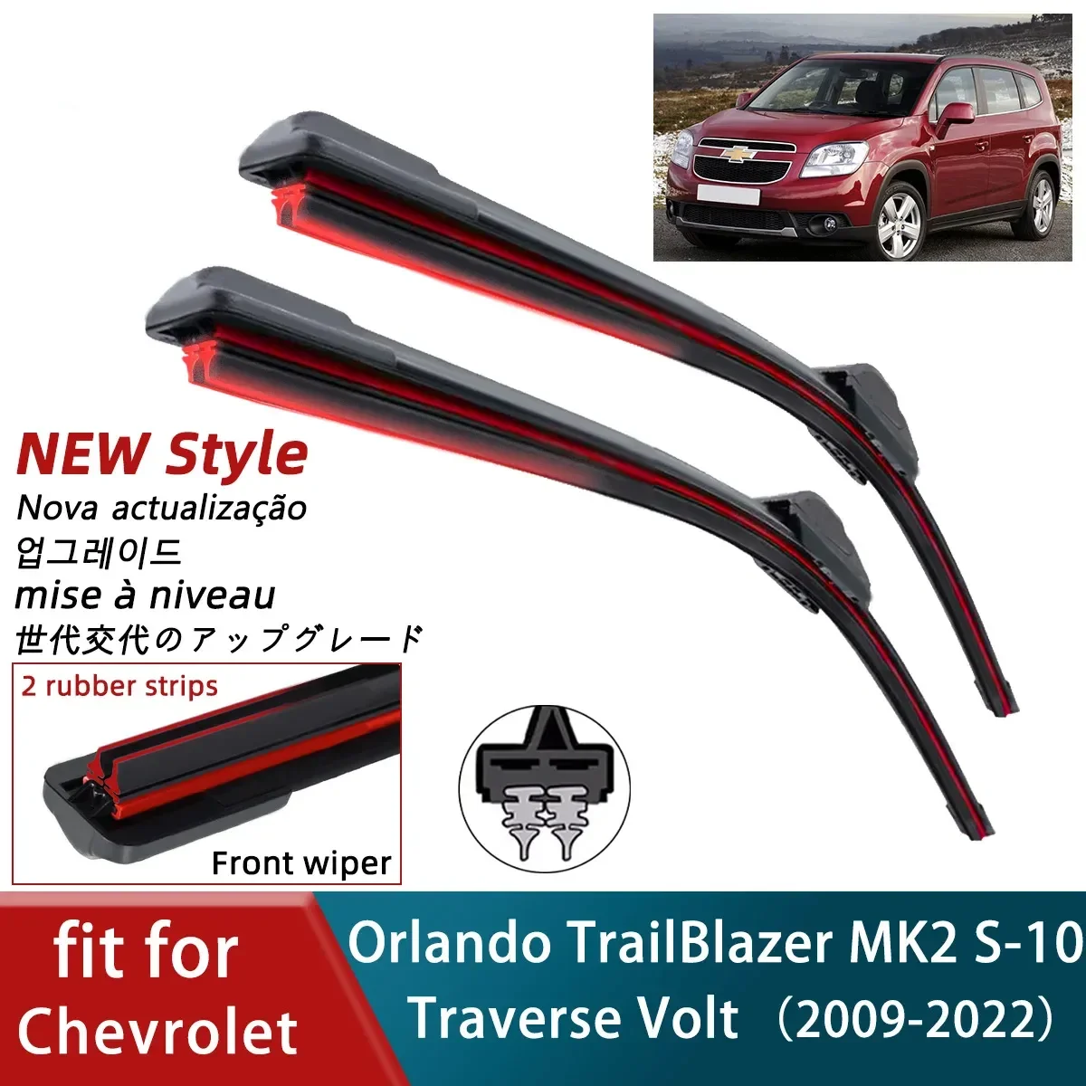 

Double Rubber Car for Chevrolet Orlando TrailBlazer MK2 S-10 Traverse Volt Front Wiper Blade Brushe Cutter Accessorie Windscreen