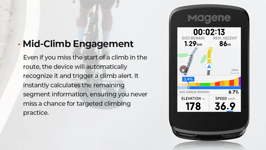 Magene C606V2 Touchscreen GPS Fahrradcomputer Navigation WLAN Tachometer Radfahren Steigungsrechner Digitaler Stoppuhr Kilometerzähler Bluetooth Ant – Detail 11