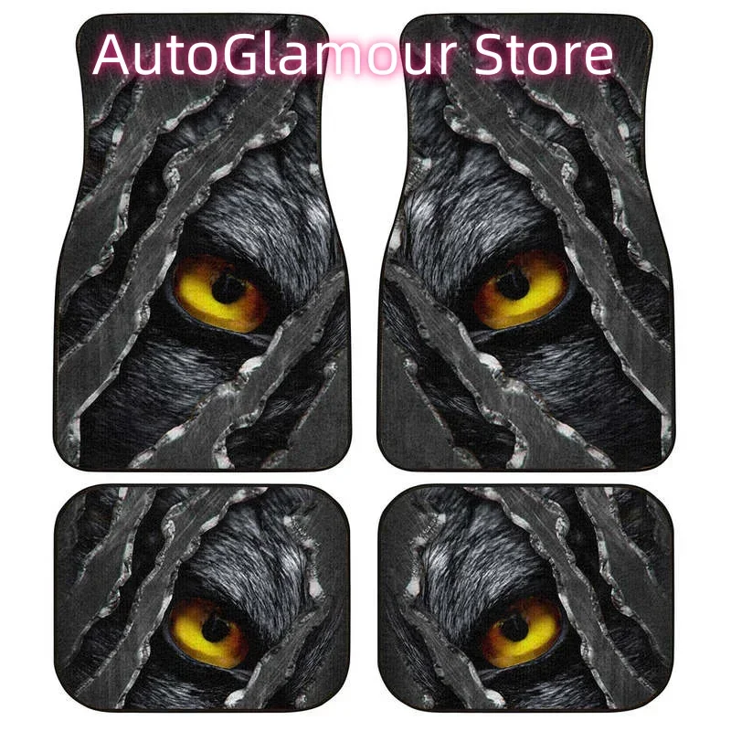 Wolf Eyes Car Floor Mats Custom Wild Animal Car Accessories 4PCs Pack