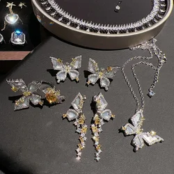 Jewelry Butterfly Ring Baroque Plated 18K Gold Irregular Zircon Shell Butterfly Earrings